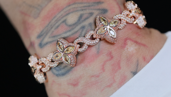 Rose Gold Bracelet with Green Gemstones
