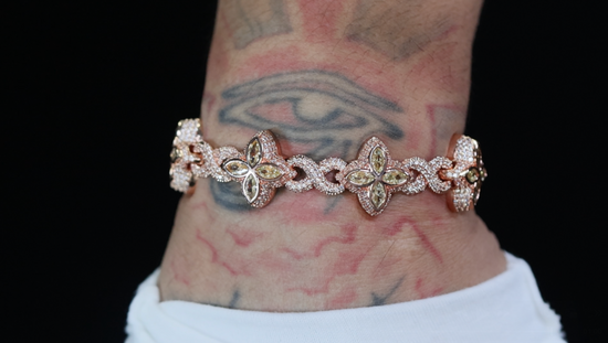 Rose Gold Bracelet with Green Diamonds