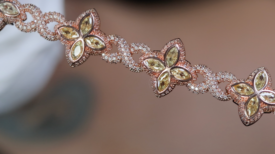 Rose Gold Bracelet with Green Diamonds