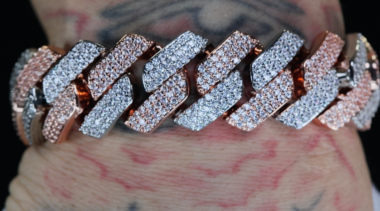 Mens Rose Gold Cuban Bracelet | Rose Gold and Silver Cuban Bracelet