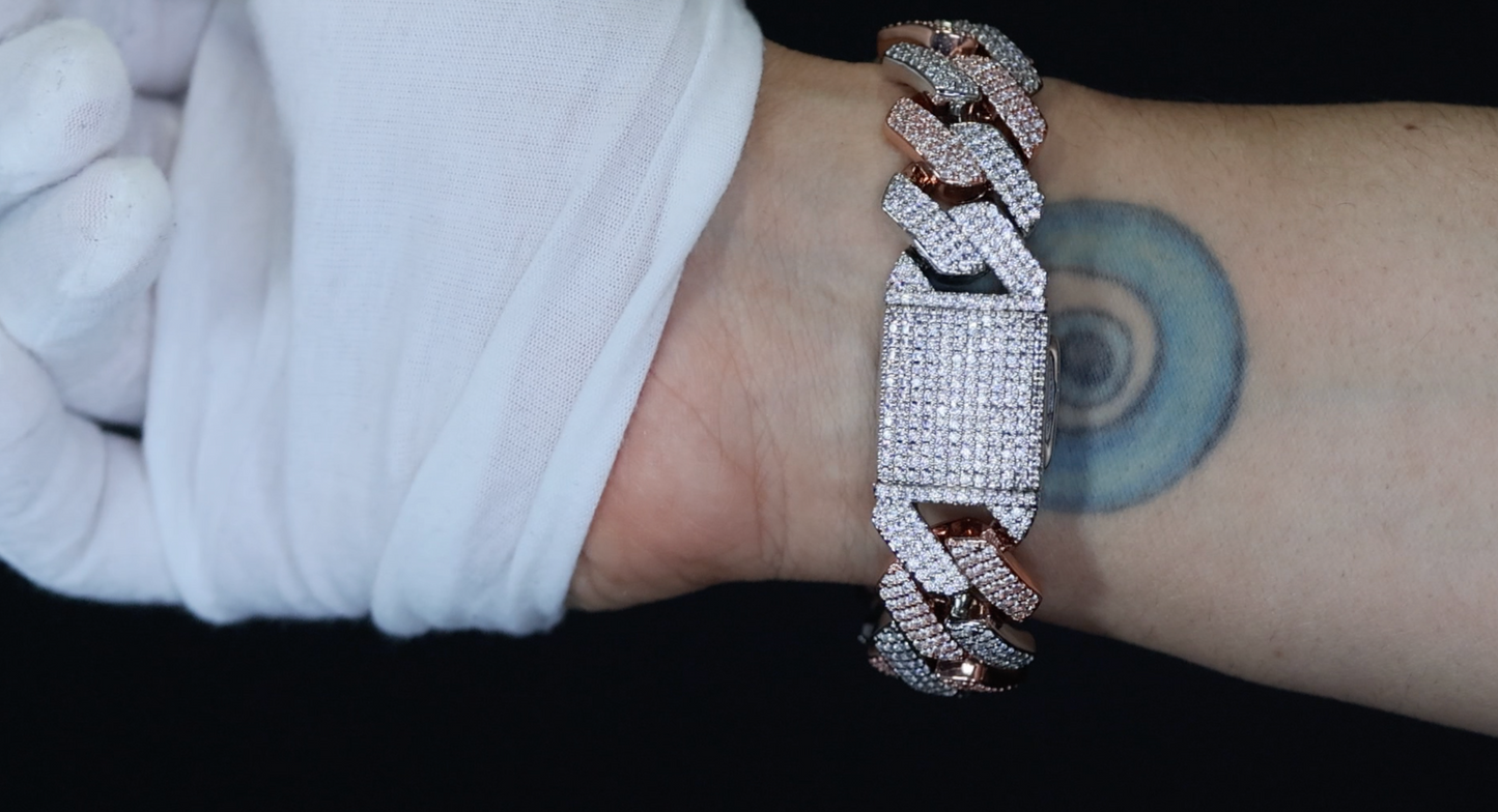 Mens Rose Gold Cuban Bracelet | Rose Gold and Silver Cuban Bracelet