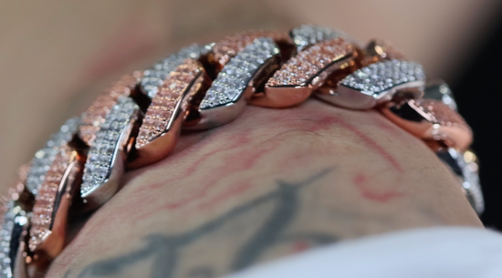 Mens Rose Gold Cuban Bracelet | Rose Gold and Silver Cuban Bracelet