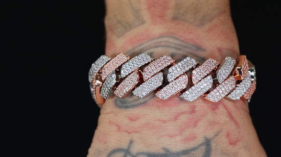 Mens Rose Gold Cuban Bracelet | Rose Gold and Silver Cuban Bracelet