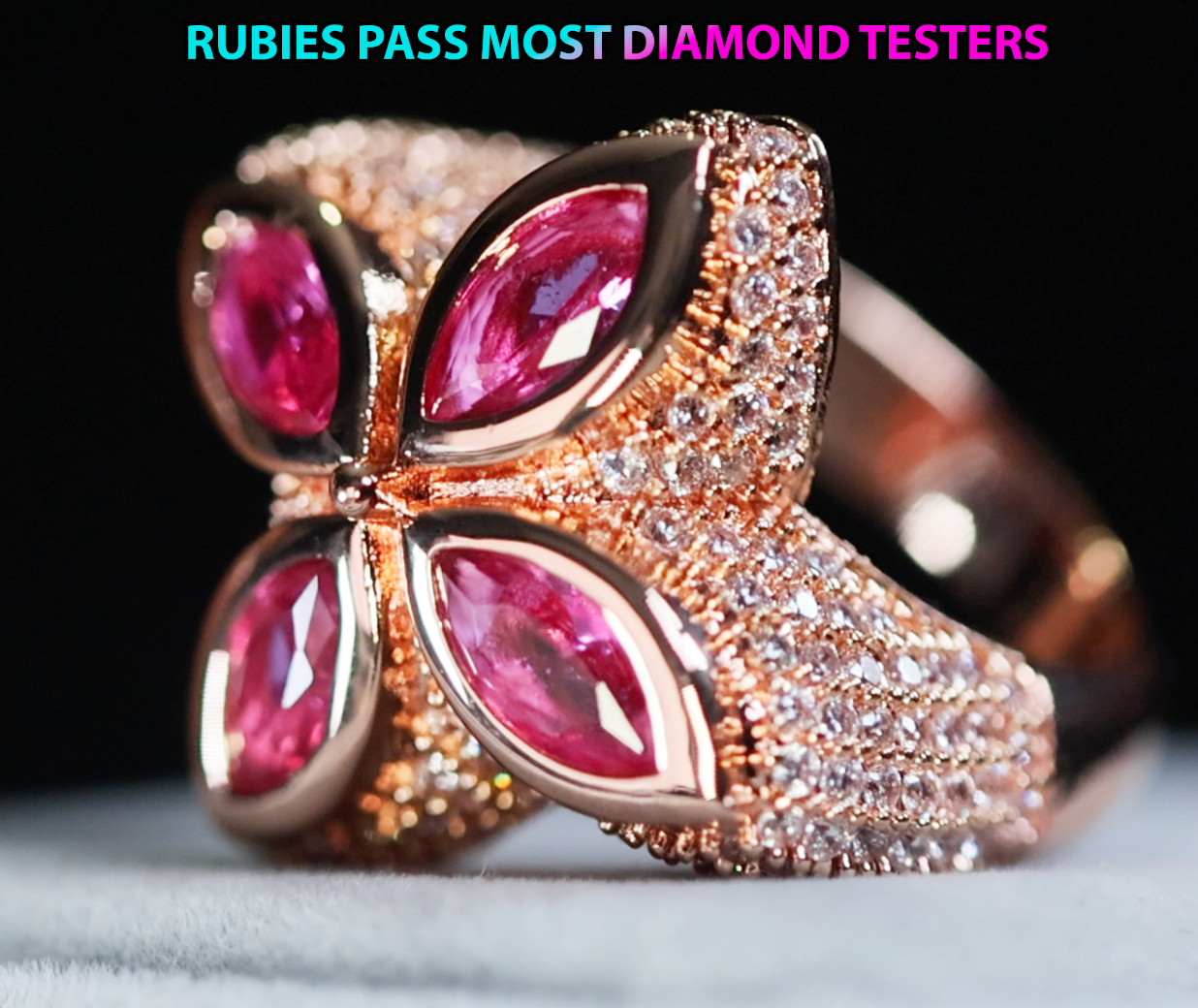 Men's Rose Gold Ring with Pink Gemstones