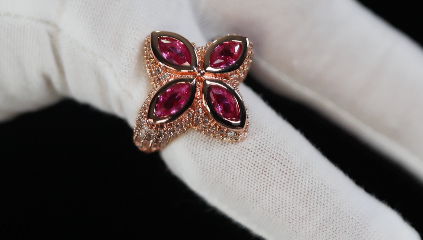 Rose Gold Pink Diamond Cross Ring