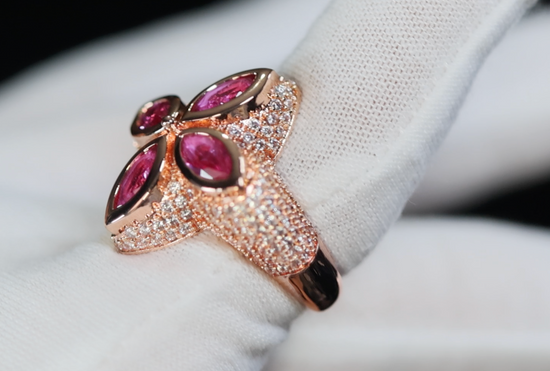 Rose Gold Pink Diamond Clover Ring