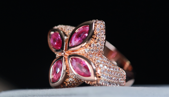 Men's Rose Gold Pink Diamond Ring