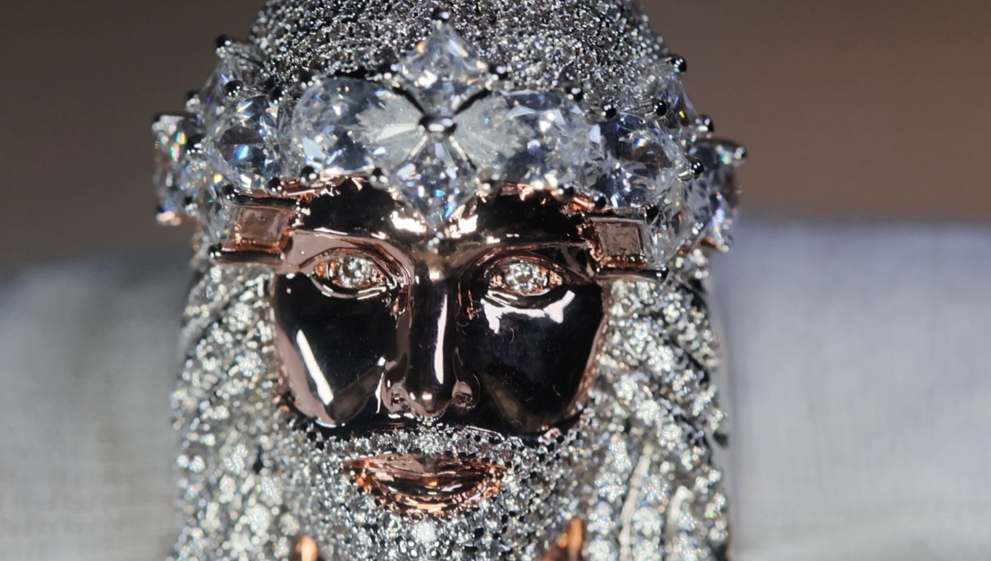 Rose Gold Diamond Jesus Face Pendant
