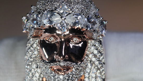 Rose Gold Diamond Jesus Face Pendant