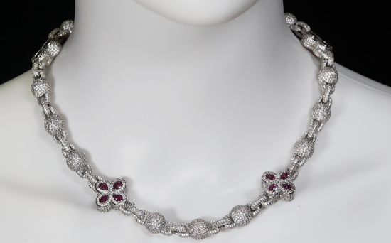 Men's Silver Diamond Ball Chain