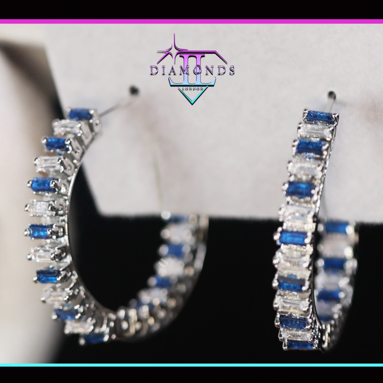 Big Blue Diamond Hoop Earrings