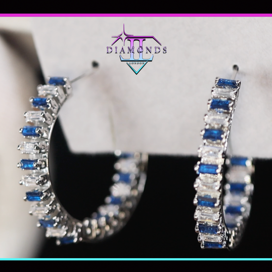 Big Blue Diamond Hoop Earrings