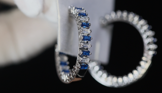 Big Blue Diamond Hoop Earrings
