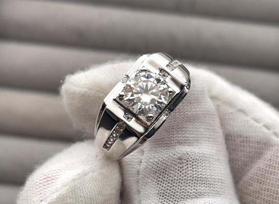 2.0ct Moissanite Ring | Mens Moissanite Ring | Mens Moissanite Diamond Engagement Ring