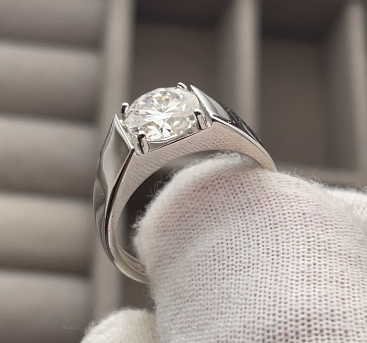 Mens Moissanite Diamond Engagement Ring