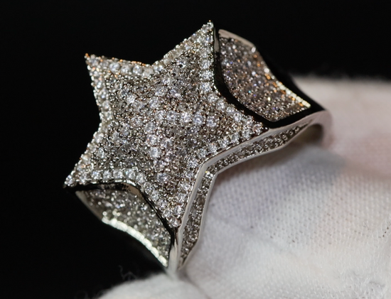 Iced out ring | Star Ring | Diamond Star Ring | Star Shaped ring | Star Rings | Iced Out Star Ring