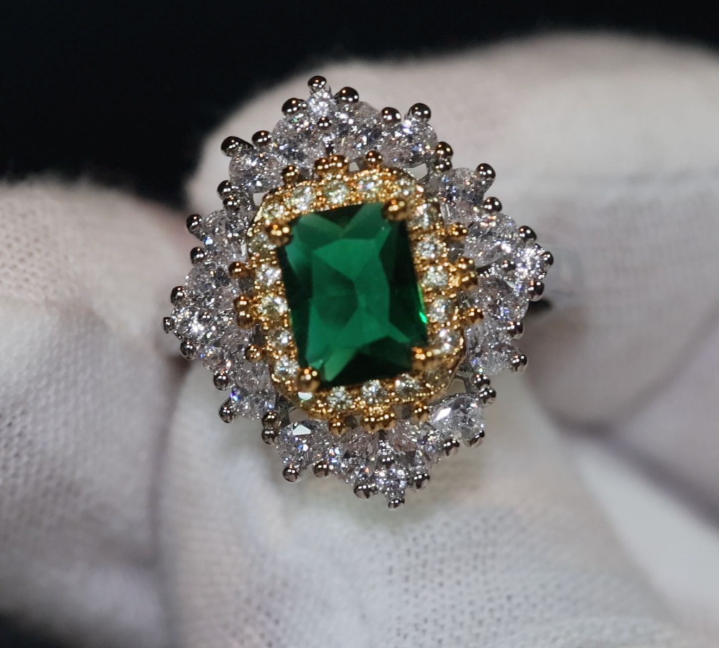 Emerald Engagement Ring | Green Diamond Ring | Emerald Green Diamond Ring | Green Engagement Ring | Womens Statement Ring | Diamond Ring