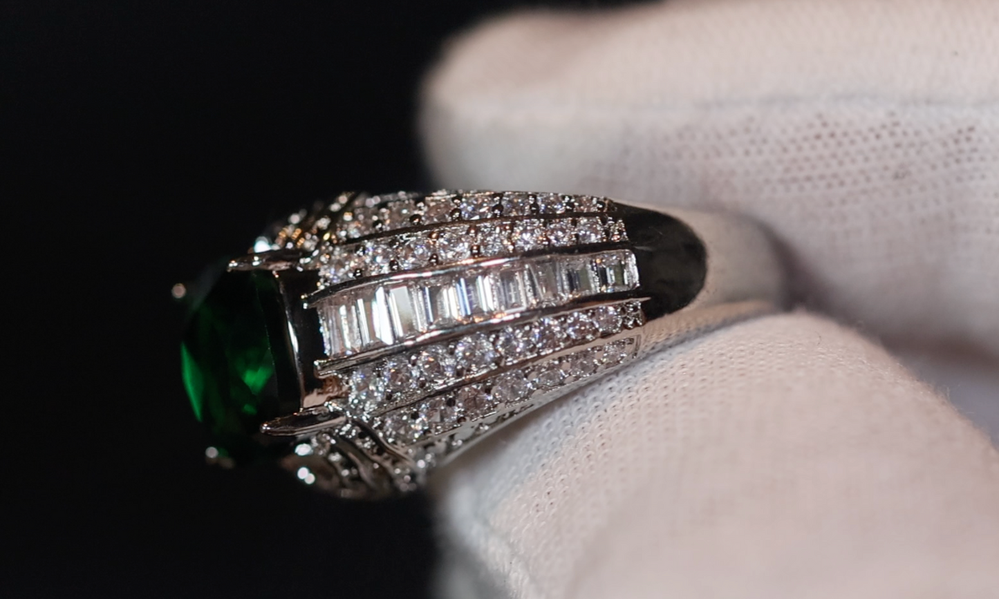 Green Diamond Ring | Emerald Green Diamond Ring | Iced Out Ring | Green Engagement Ring | Green Engagement Ring | Big Diamond Ring