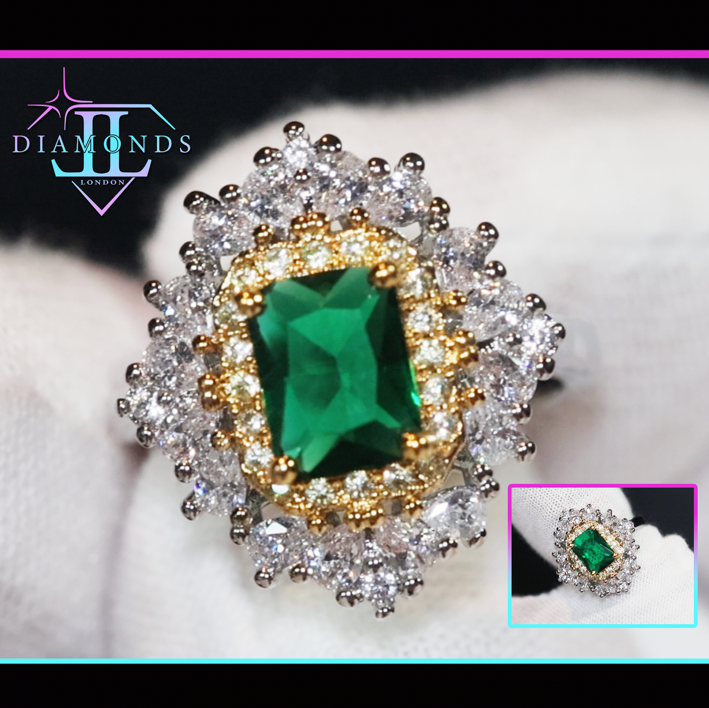 Emerald green diamond ring