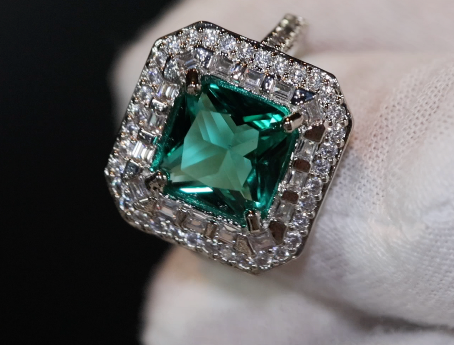 Statement Ring | Green Diamond Ring | Big Diamond Engagement Ring |  Princess Cut Engagement Ring | Emerald Diamond Ring | Tourmaline Ring