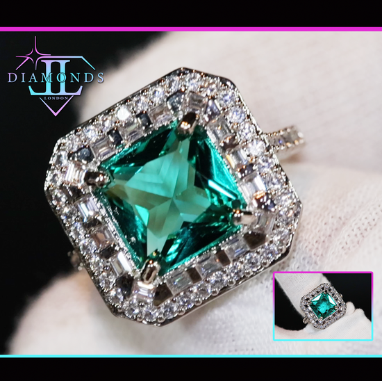 Big green diamond ring