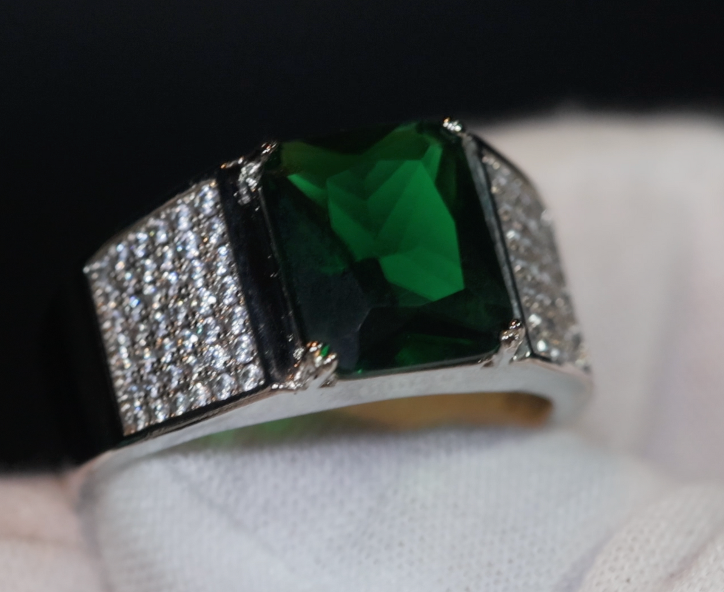 Mens Green Diamond Ring | Emerald Green Diamond Ring | Iced Out Ring | Green Diamond Ring