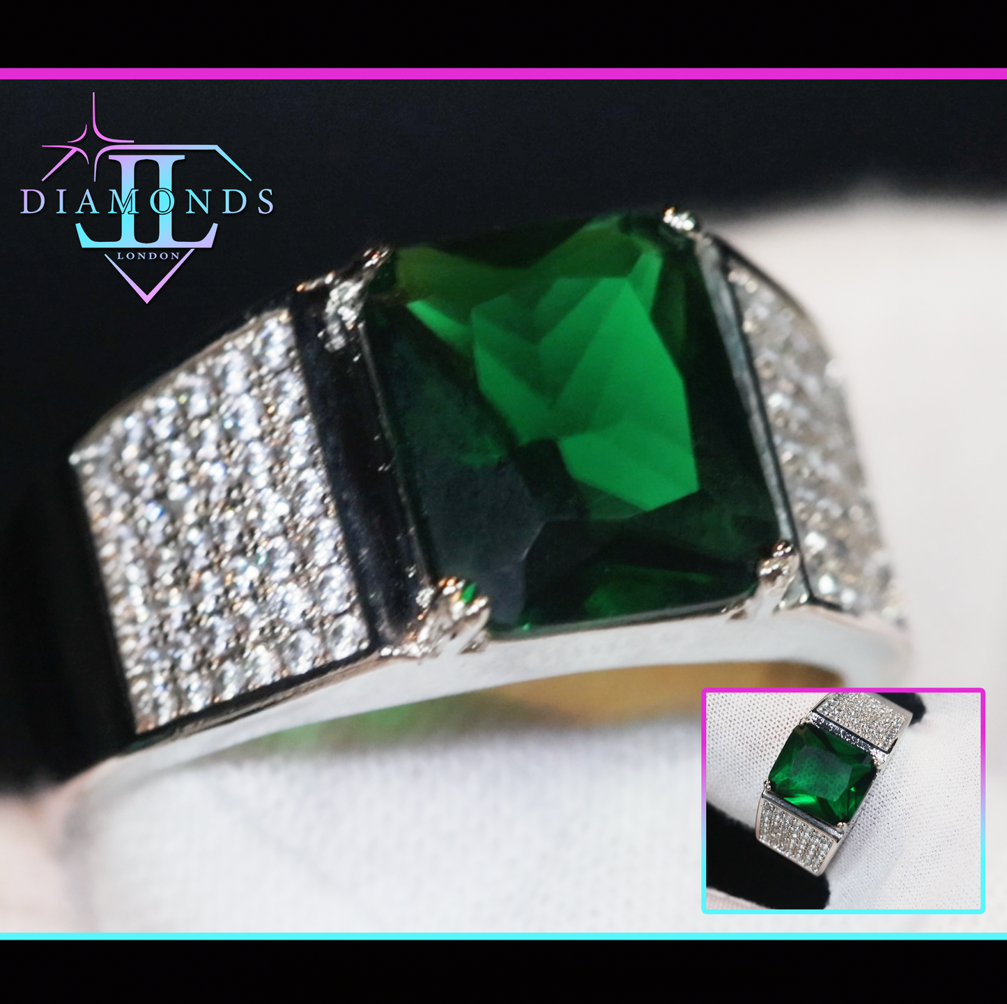 Mens green diamond ring