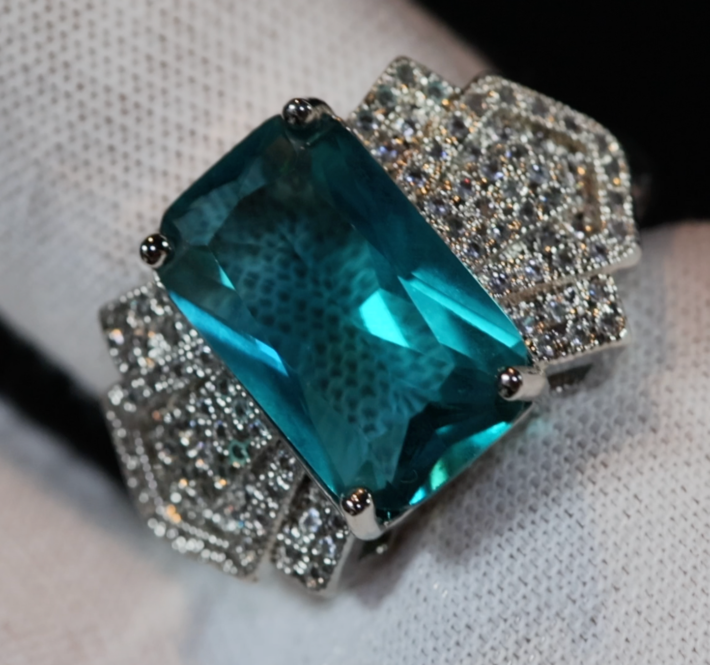 Green Diamond Ring | Teal diamond ring | Aquamarine Green Ring | Green Diamond Jewelry