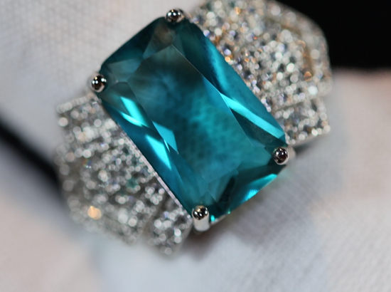 Green Diamond Ring | Teal diamond ring | Aquamarine Green Ring | Green Diamond Jewelry