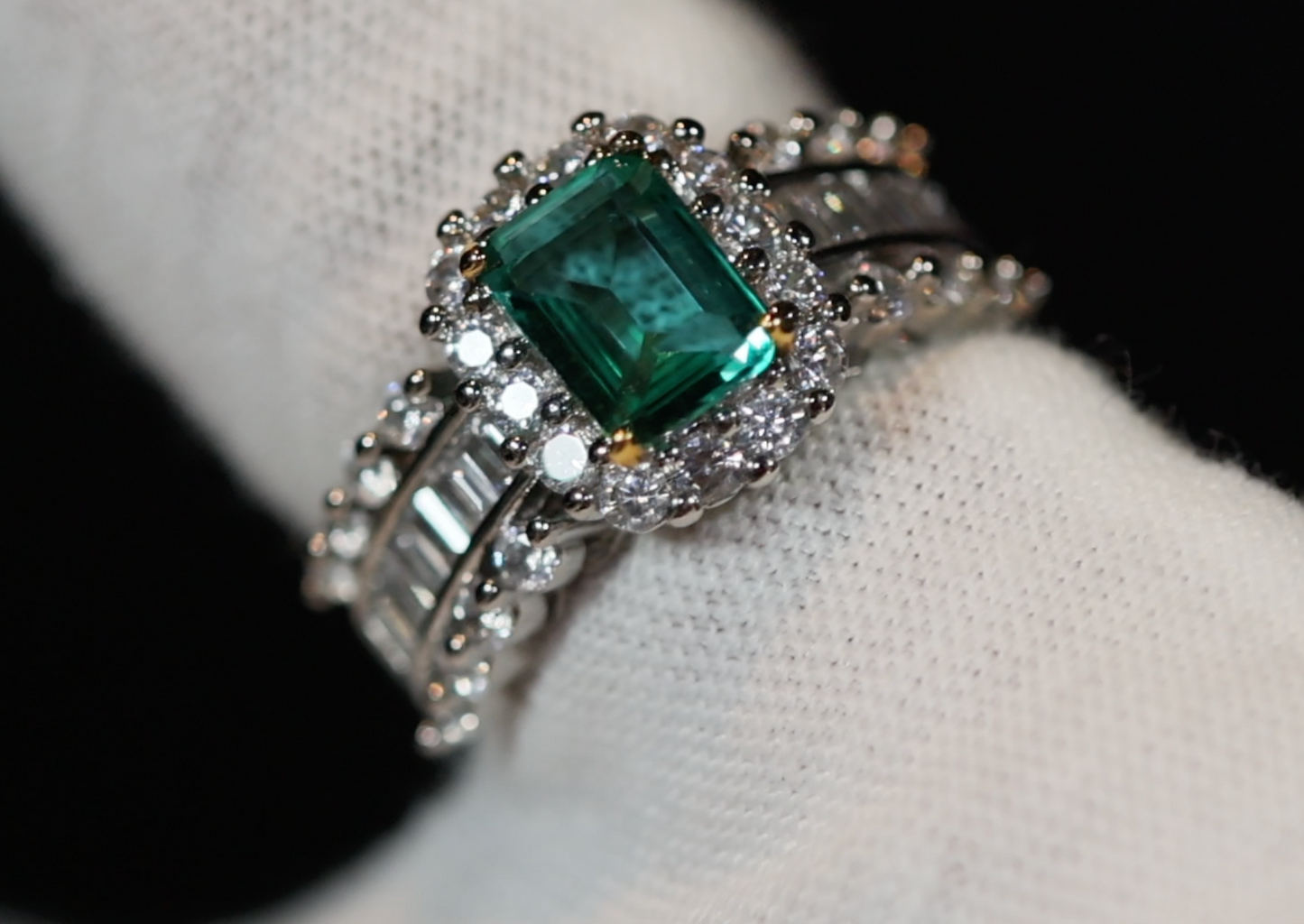 Green Diamond Ring, Emerald Cut Green Diamond Ring, Emerald Ring