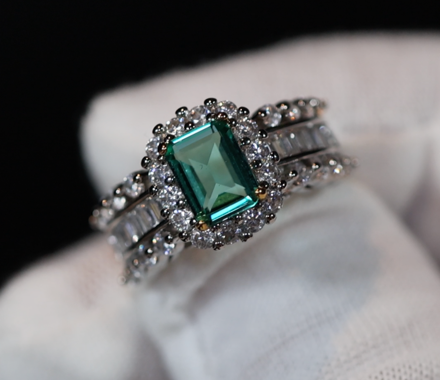 Green Diamond Ring, Emerald Cut Green Diamond Ring, Emerald Ring