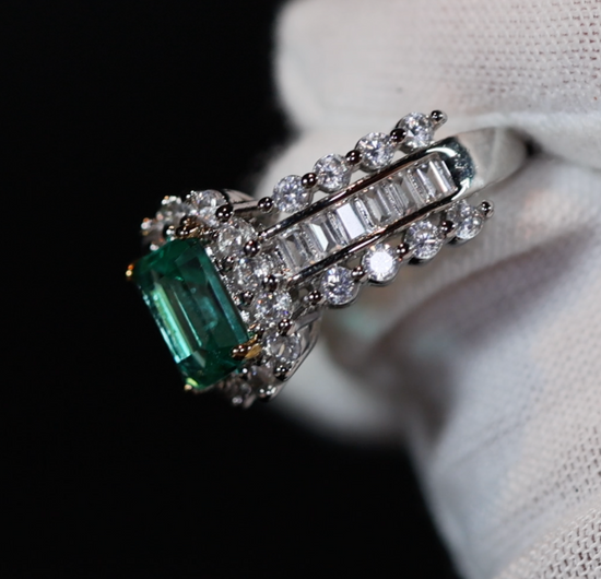 Green Diamond Ring, Emerald Cut Green Diamond Ring, Emerald Ring