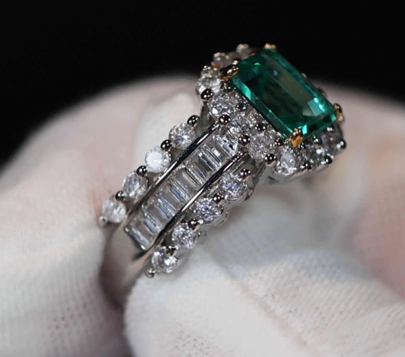 Green Diamond Ring, Emerald Cut Green Diamond Ring, Emerald Ring