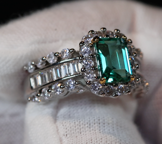 Green Diamond Ring, Emerald Cut Green Diamond Ring, Emerald Ring