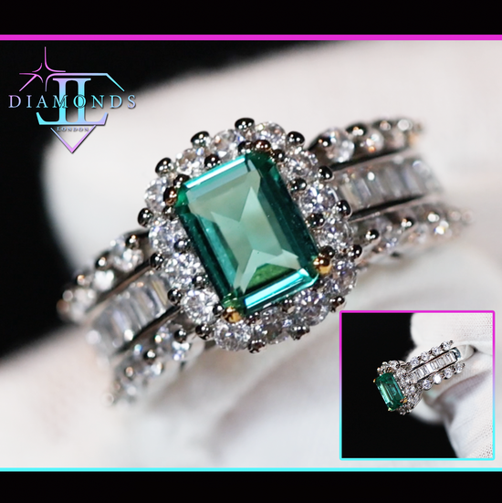 Emerald green diamond ring