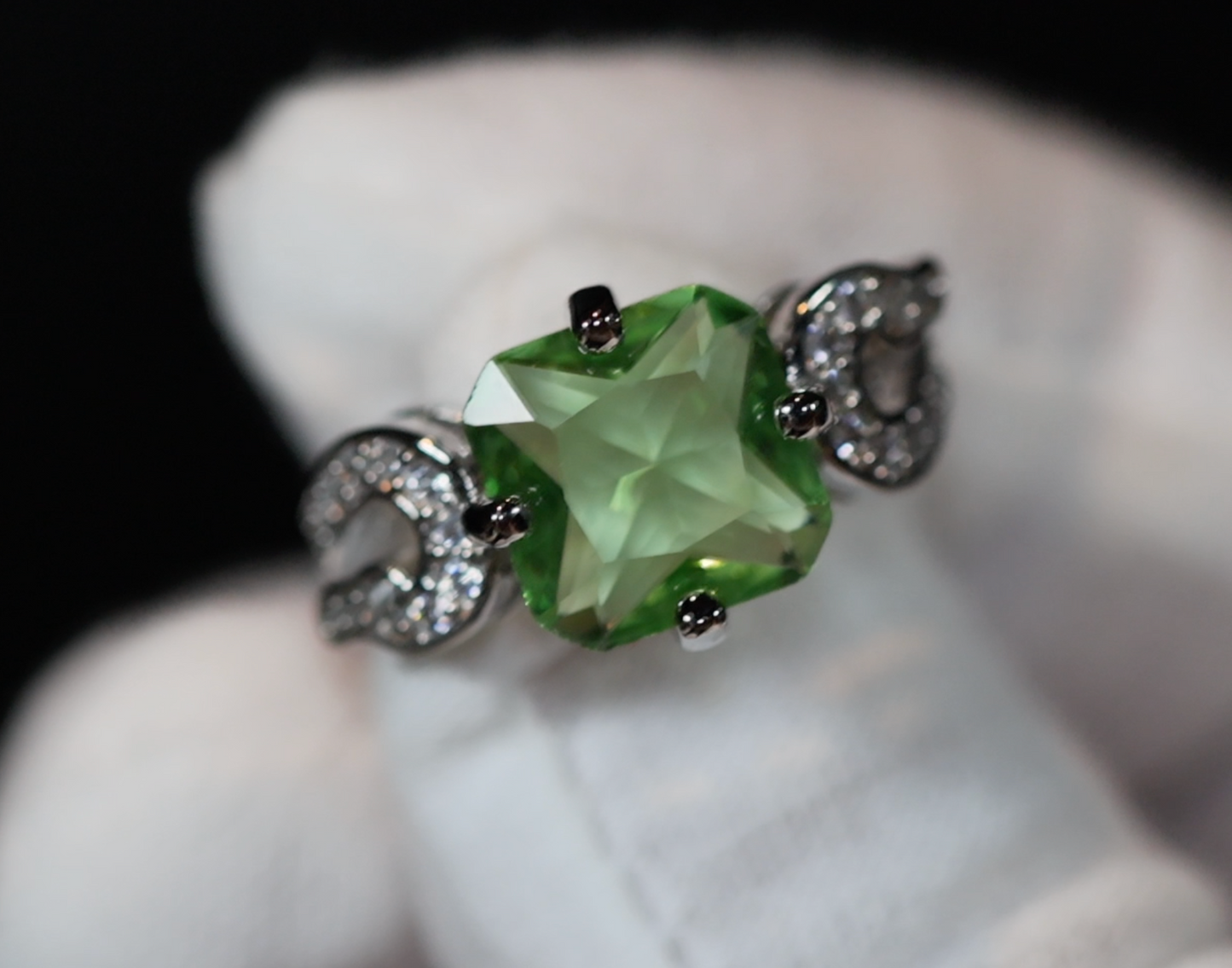 Green Diamond Ring | Womens Promise Rings | Love Ring | Gift for Wife