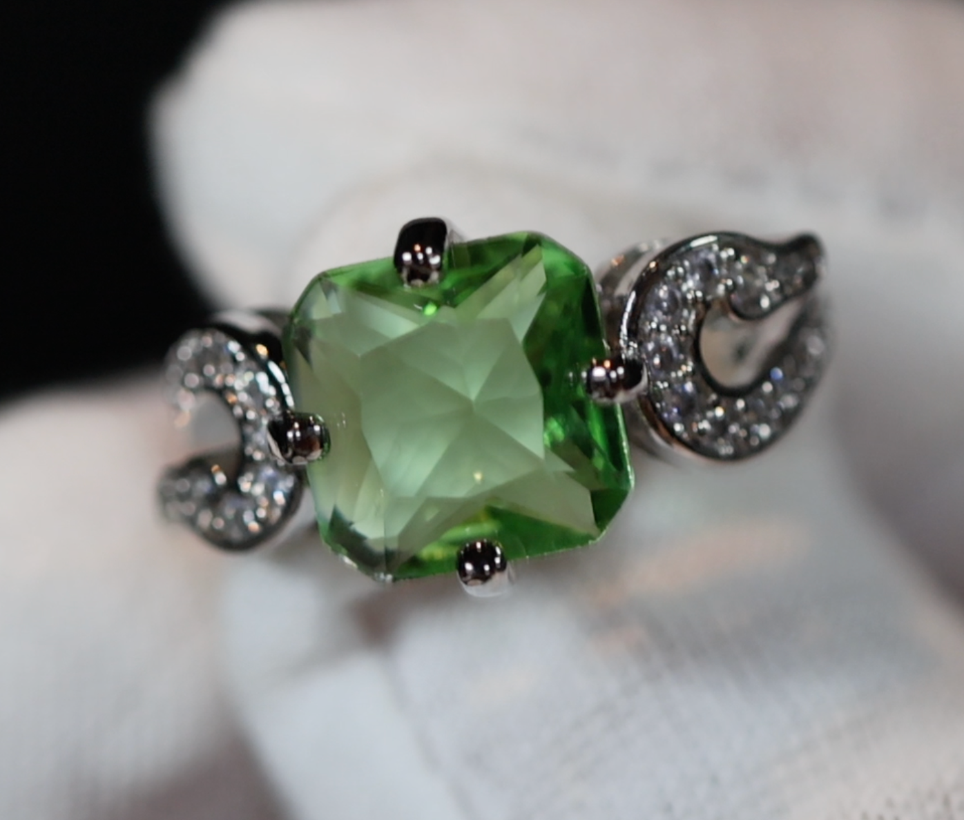 Green Diamond Ring | Womens Promise Rings | Love Ring | Gift for Wife