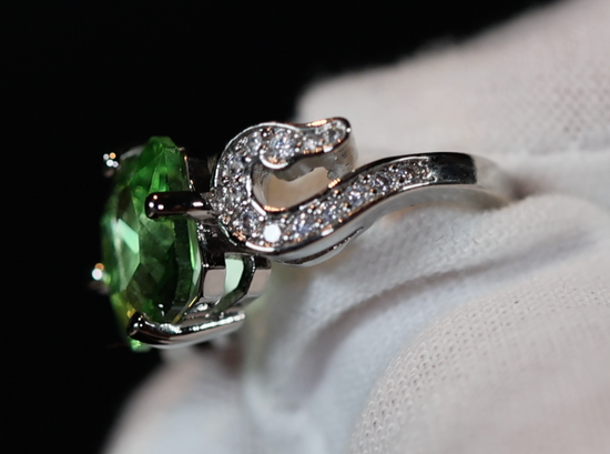 Green Diamond Ring | Womens Promise Rings | Love Ring | Gift for Wife