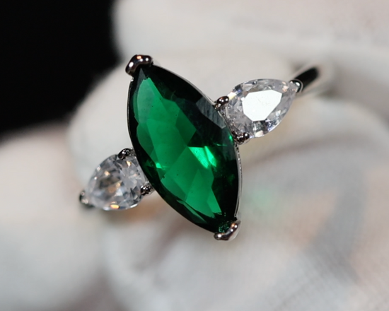 Green Diamond Ring, Green marquise diamond ring, Emerald green diamond ring