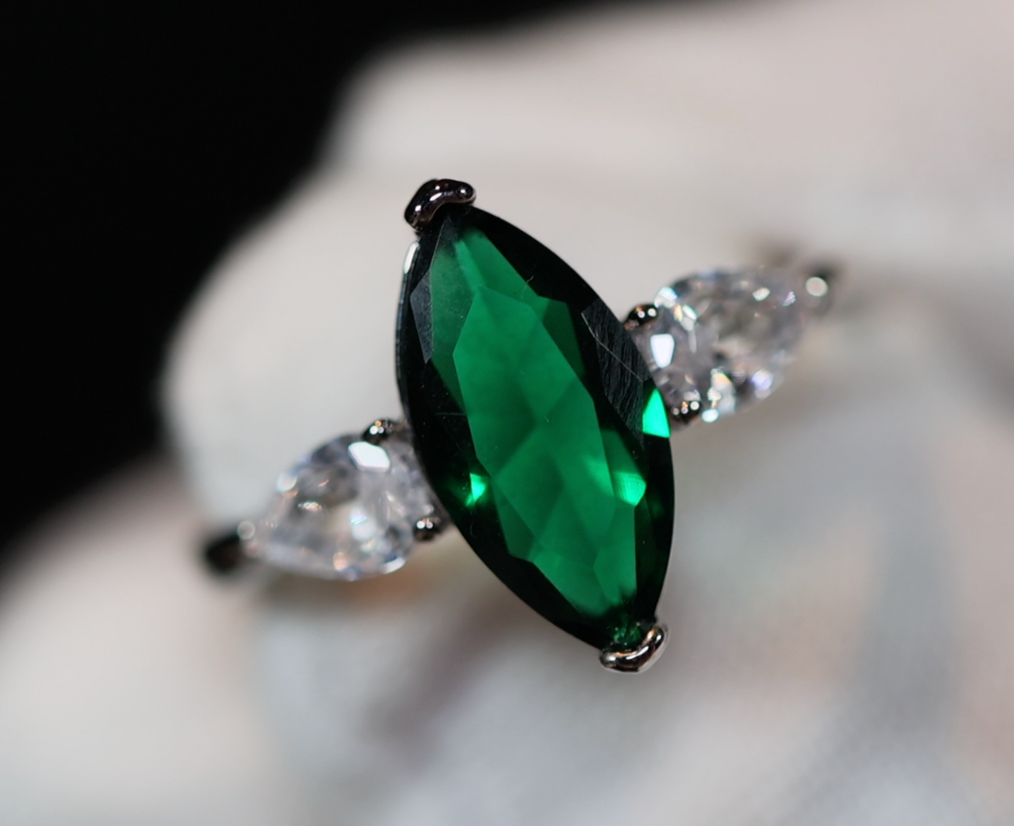 Green Diamond Ring, Green marquise diamond ring, Emerald green diamond ring