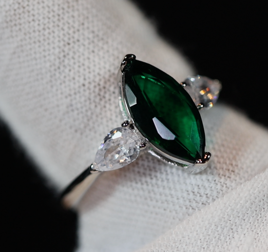 Green Diamond Ring, Green marquise diamond ring, Emerald green diamond ring