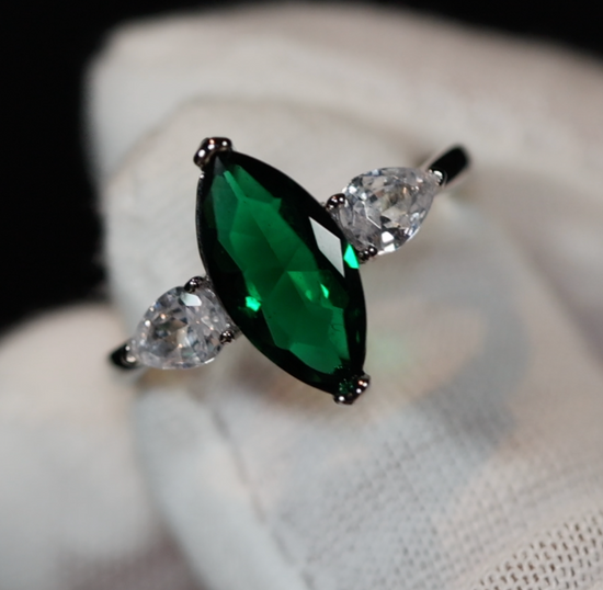 Green Diamond Ring, Green marquise diamond ring, Emerald green diamond ring