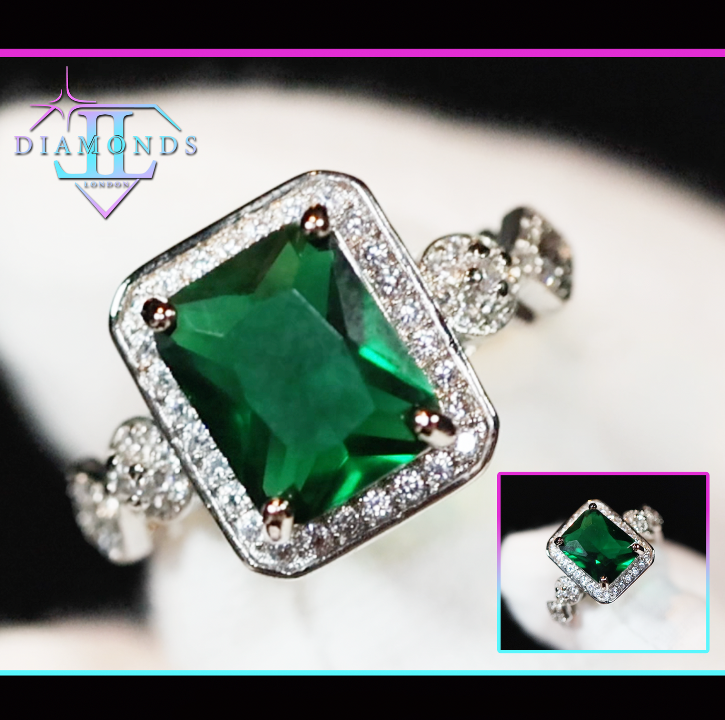 Emerald green diamond ring