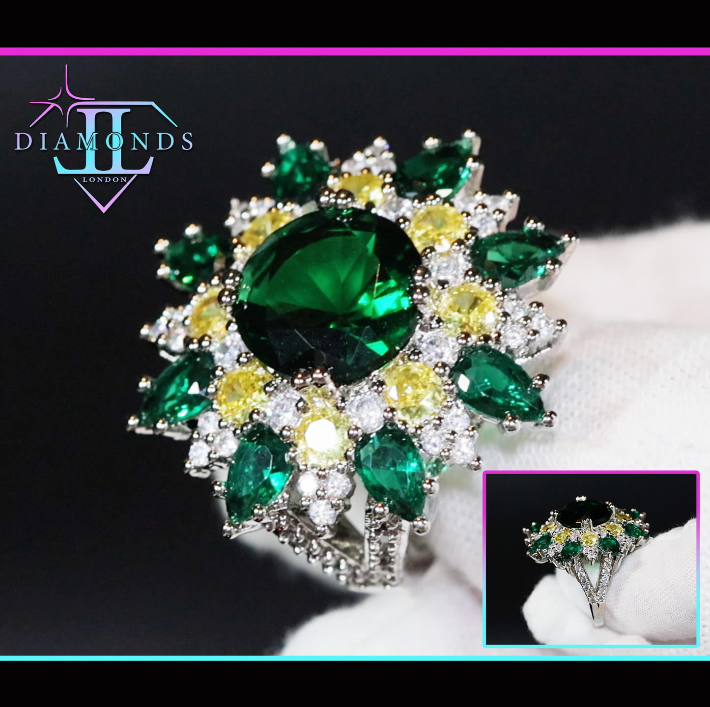 Womens Green Diamond Ring