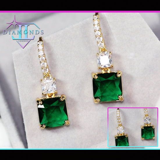 Womens Diamond Green Earrings