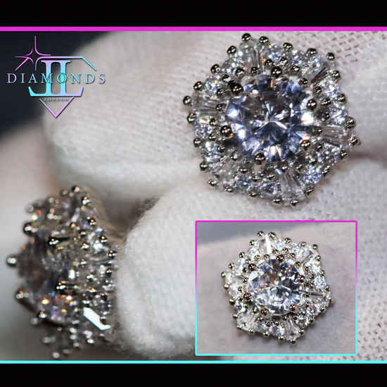 octagon diamond ear studs