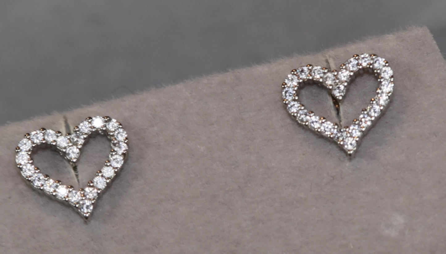 Heart earrings with Diamonds | Heart Ear Studs | Womens Diamond Ear Studs | Ear Studs