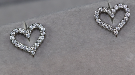 Heart earrings with Diamonds | Heart Ear Studs | Womens Diamond Ear Studs | Ear Studs