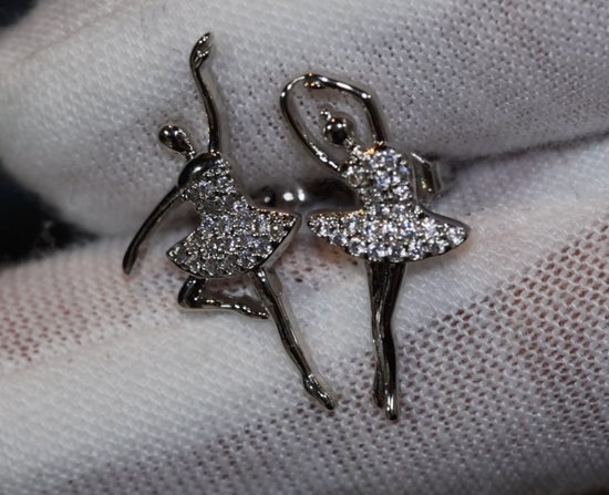 Dancer Jewelry | Womens Diamond Ear Studs | Charm Earrings | Ballerina