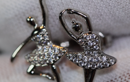 Dancer Jewelry | Womens Diamond Ear Studs | Charm Earrings | Ballerina